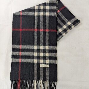 Burberry Classic Nova Check 100% Cashmere Black Scarf Made In Scotland